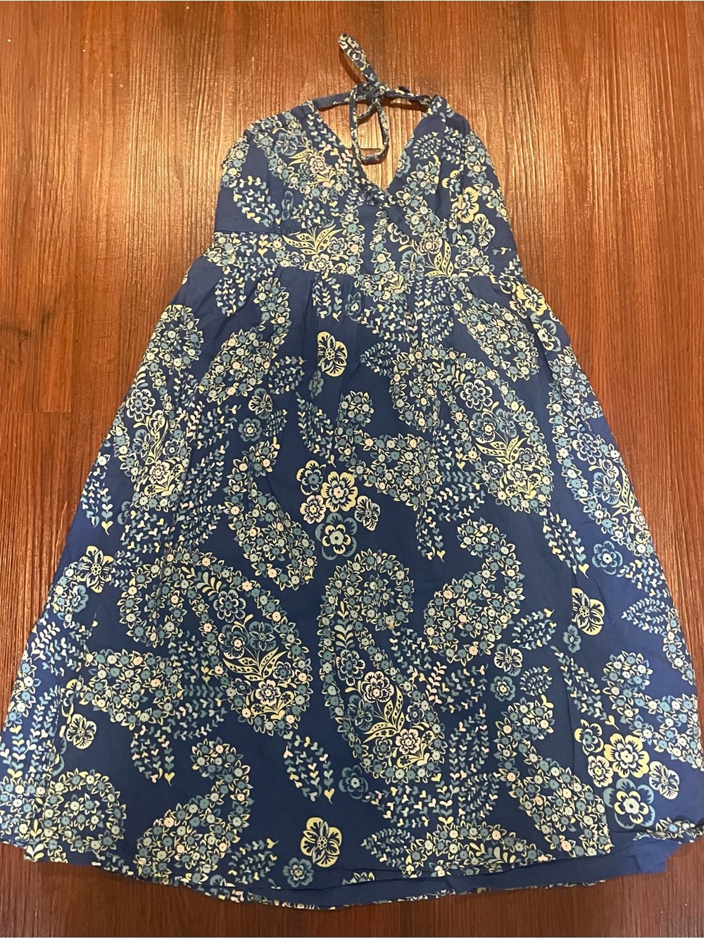 SO Blue Floral Tie-Waist Dress M